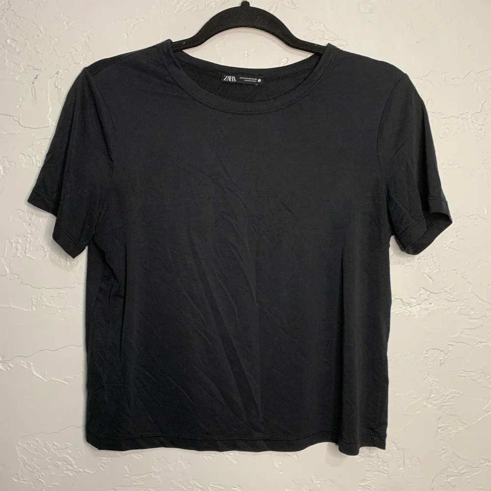 Zara Basic Black Short Sleeve Tee Women's Medium